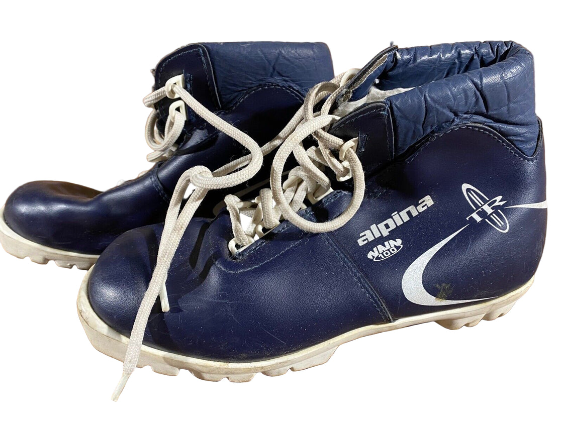 Alpina 100 Kids Nordic Cross Country Ski Boots Size EU37 US5 for NNN A-923