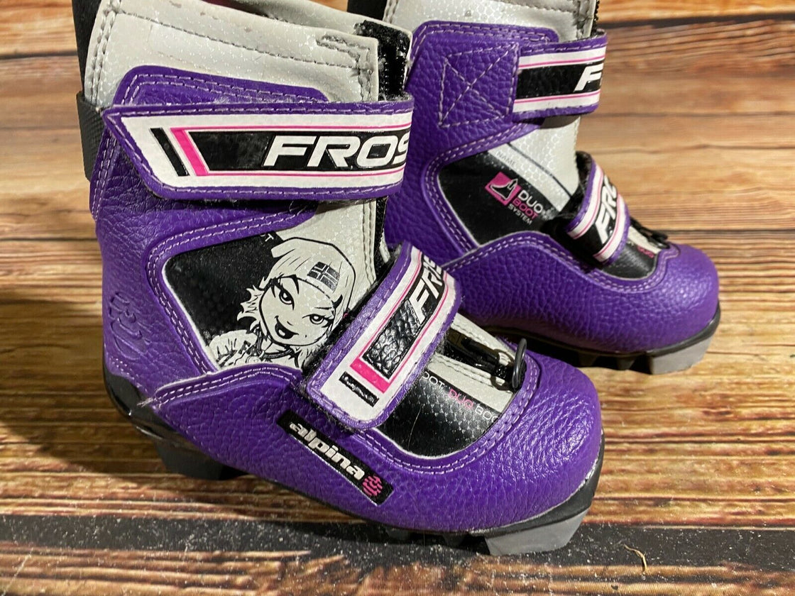 Alpina Frost Kids Nordic Cross Country Ski Boots Size EU25 US8.5 for NNN A-386