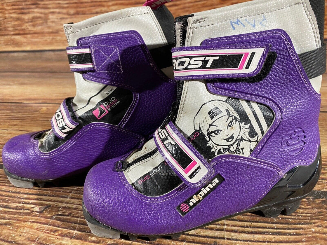 Alpina Frost Kids Nordic Cross Country Ski Boots Size EU33 US2 for NNN A-899