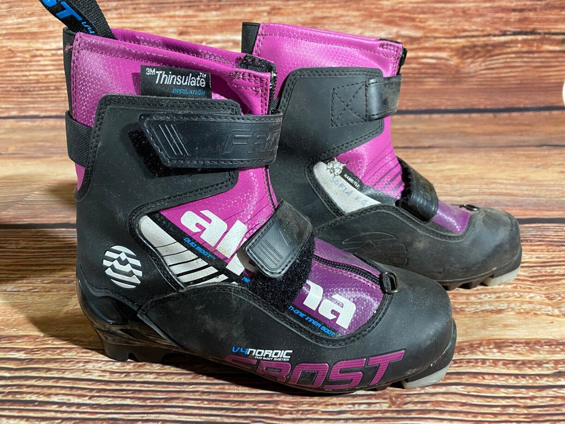 Alpina Frost Kids Nordic Cross Country Ski Boots Size EU35 U3.5 NNN A-1128