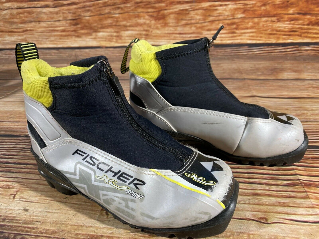 Fischer XJ Sprint Kids Nordic Cross Country Ski Boots Size EU33 US2 NNN F-3