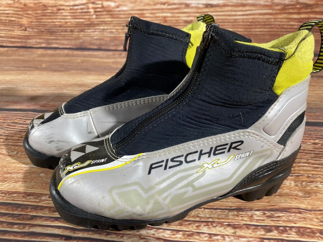 Fischer XJ Sprint Kids Cross Country Ski Boots Size EU31 US12.5 NNN F-564