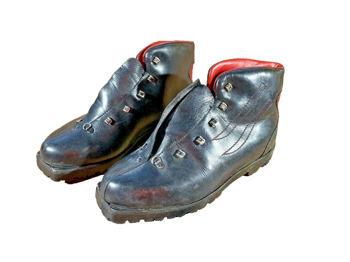 LAVERNA Leather Vintage Alpine Ski Boots EU42 US8.5 Mondo 260 Cable Binding KL82