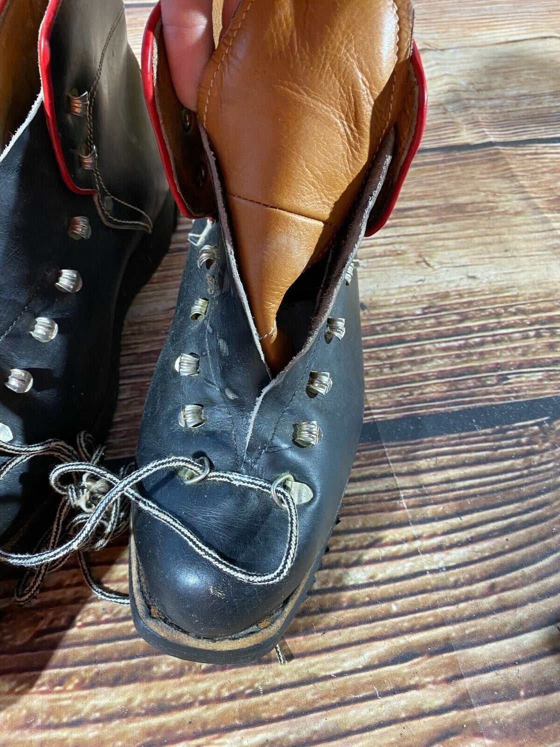 PRIALPAS Leather Vintage Alpine Ski Boot EU42 US8.5 Mondo 265 Cable Binding KL90
