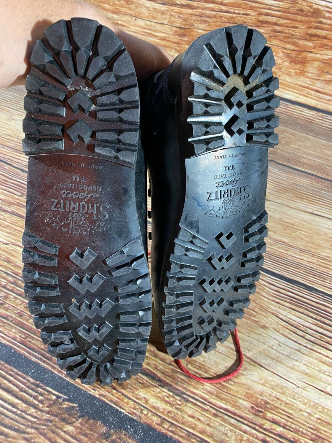 OLIMPIADI Leather Vintage Alpine Ski Boots EU41 US7.5  Cable Bindings KL97