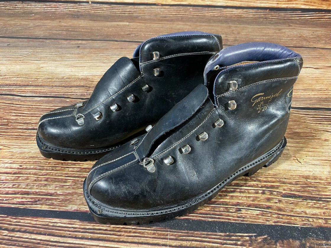 GARMISCH Vintage Leather Alpine Ski Boots Cable Bindings EU41 US7.5  KL110