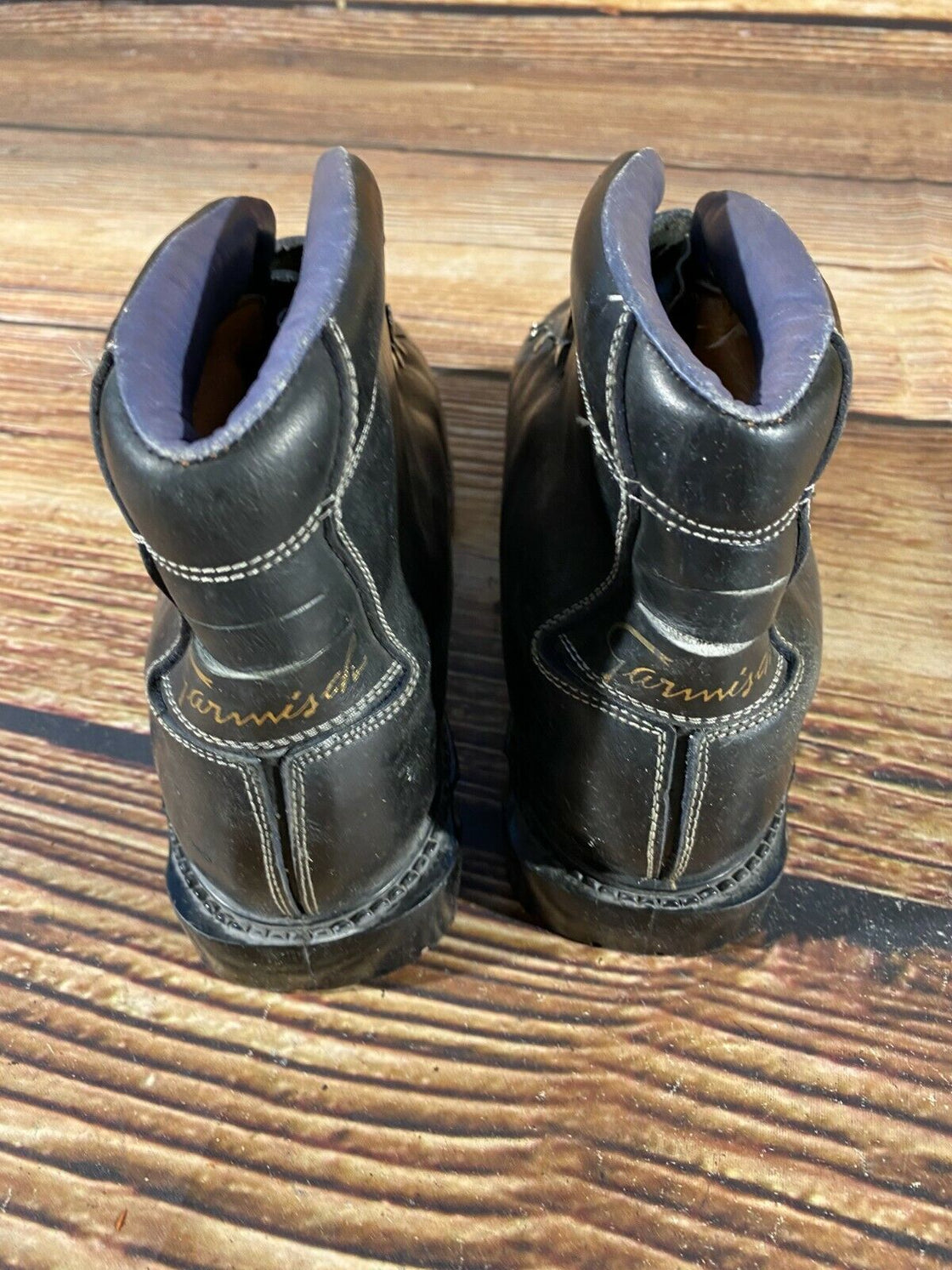 GARMISCH Vintage Leather Alpine Ski Boots Cable Bindings EU41 US7.5  KL110