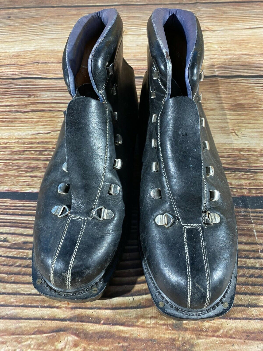 GARMISCH Vintage Leather Alpine Ski Boots Cable Bindings EU41 US7.5  KL110