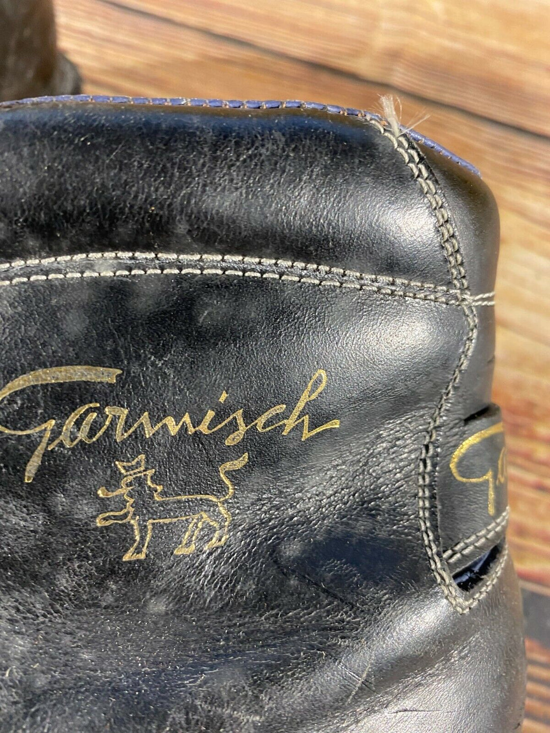 GARMISCH Vintage Leather Alpine Ski Boots Cable Bindings EU41 US7.5  KL110