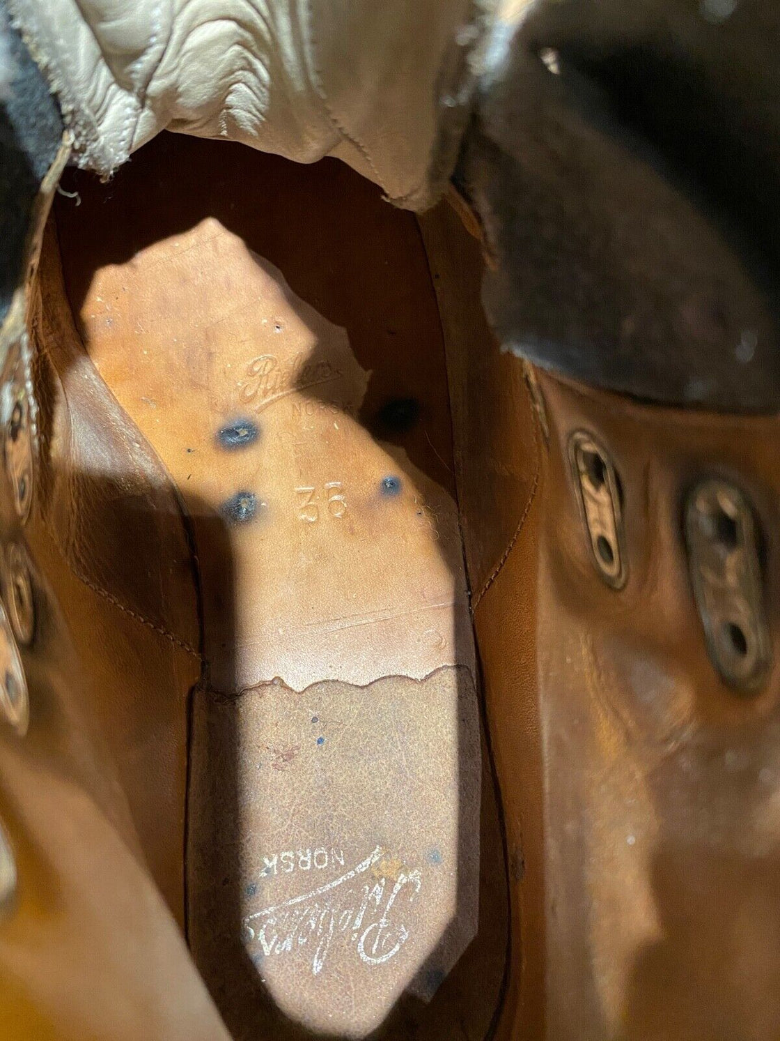 VAREGG Vintage Leather Alpine Ski Boots Cable Binding EU36 US4 Mondo 230 KL134
