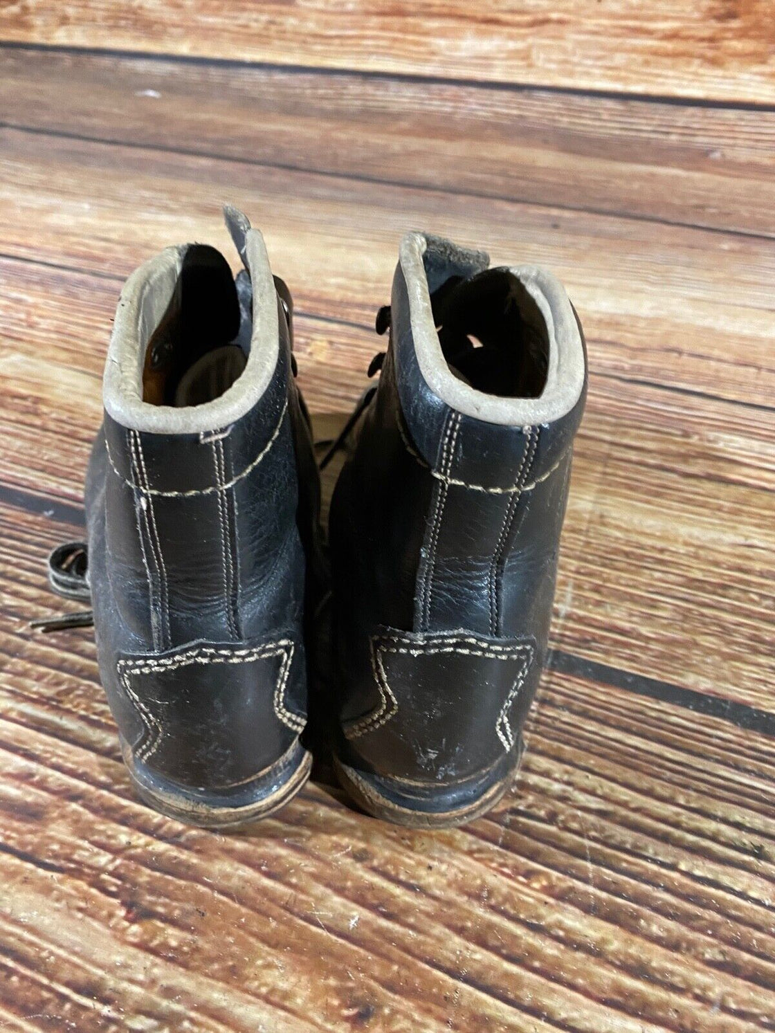 VAREGG Vintage Leather Alpine Ski Boots Cable Binding EU36 US4 Mondo 230 KL134