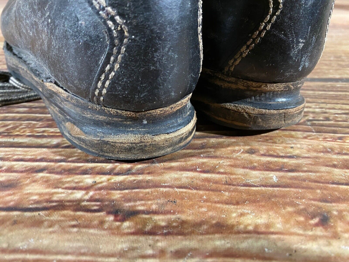 VAREGG Vintage Leather Alpine Ski Boots Cable Binding EU36 US4 Mondo 230 KL134