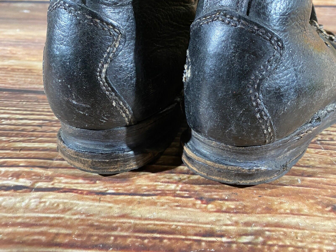 RIEBERS VAREGG Vintage Leather Alpine Ski Boots Cable Binding EU42 US8 KL115