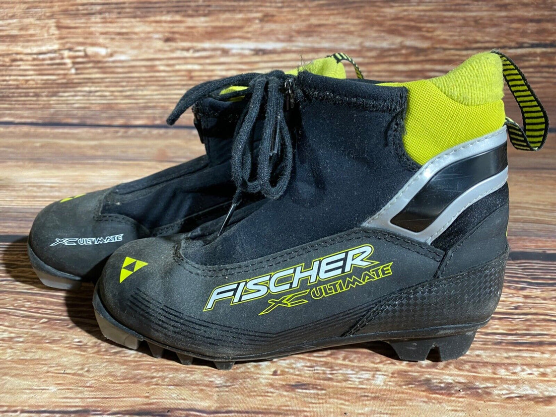 Fischer Ultimate Kids Nordic Cross Country Ski Boots Size EU34 US3 for NNN F-353