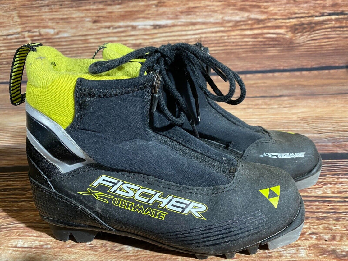 Fischer Ultimate Kids Nordic Cross Country Ski Boots Size EU34 US3 for NNN F-353