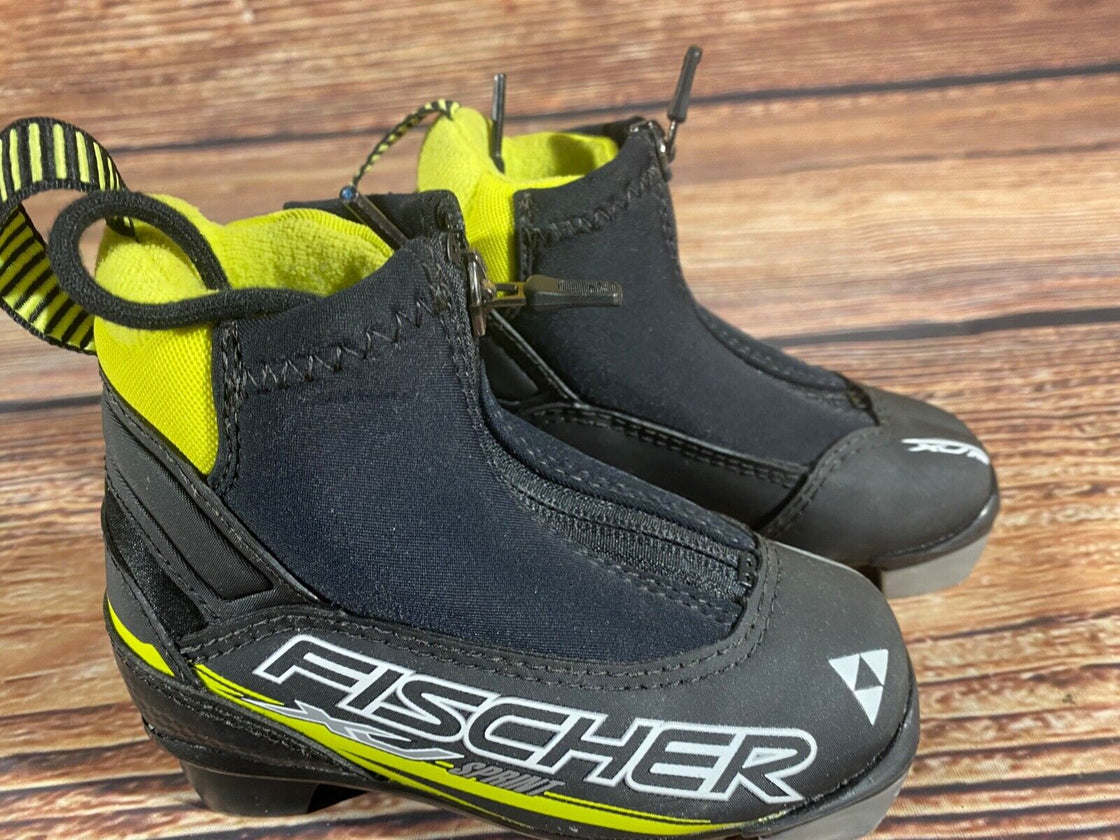 Fischer XJ sprint Nordic Cross Country Ski Boots Kids Size EU25 US8.5 NNN F-458