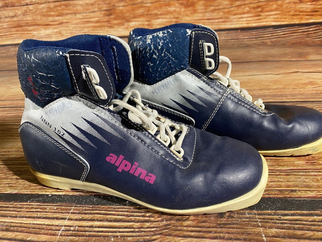 Alpina 102 Nordic Cross Country Ski Boots Kids Size EU38 US6 for NNN A-602