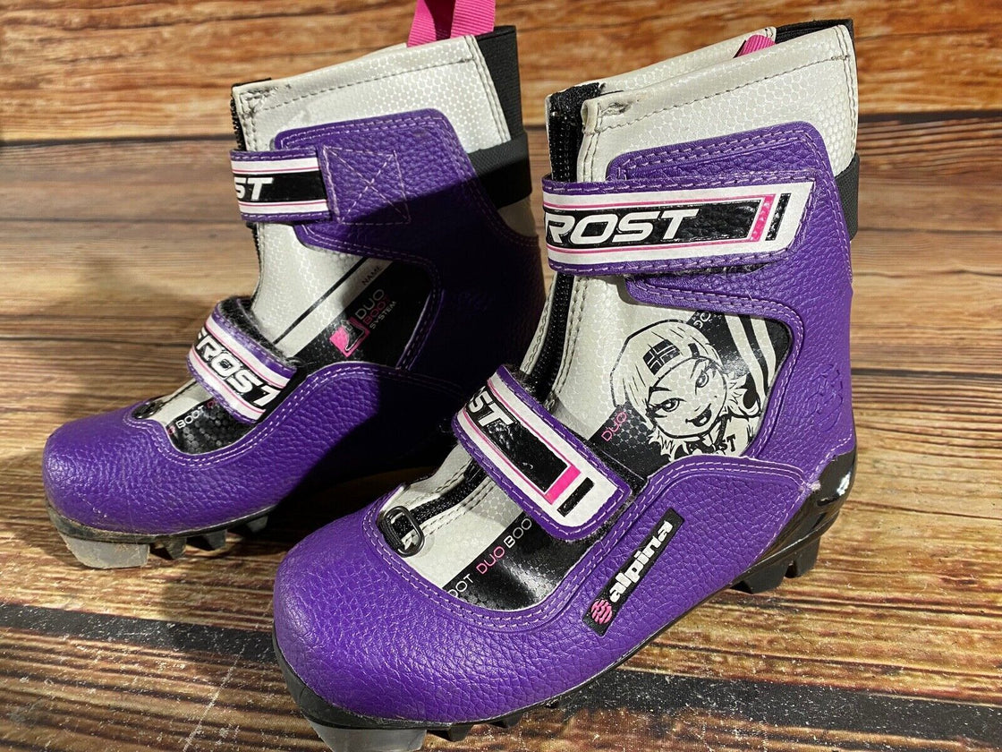 Alpina Frost Kids Nordic Cross Country Ski Boots Size EU31 US12.5 NNN A-989