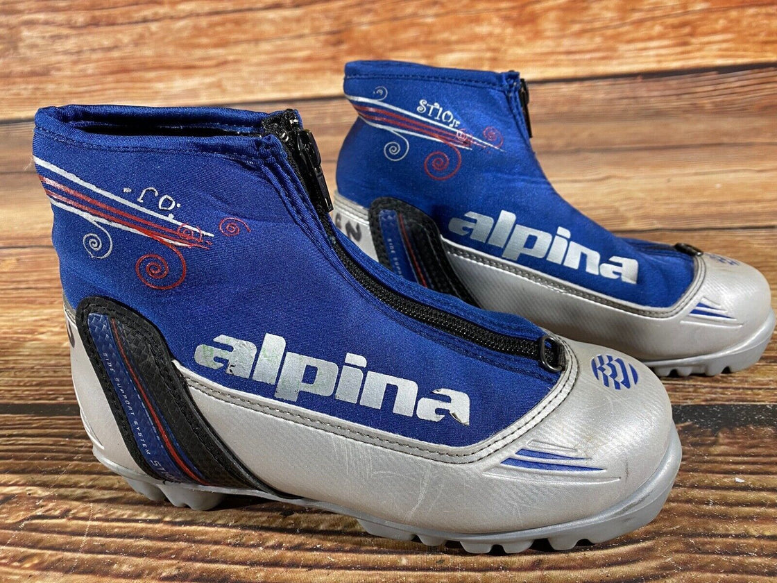 Alpina ST10L Kids Nordic Cross Country Ski Boots Size EU34 US3 NNN A-732