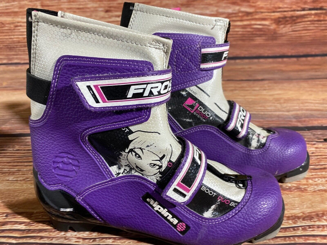 Alpina Frost Kids Nordic Cross Country Ski Boots Size EU35 U3.5 NNN A-1130