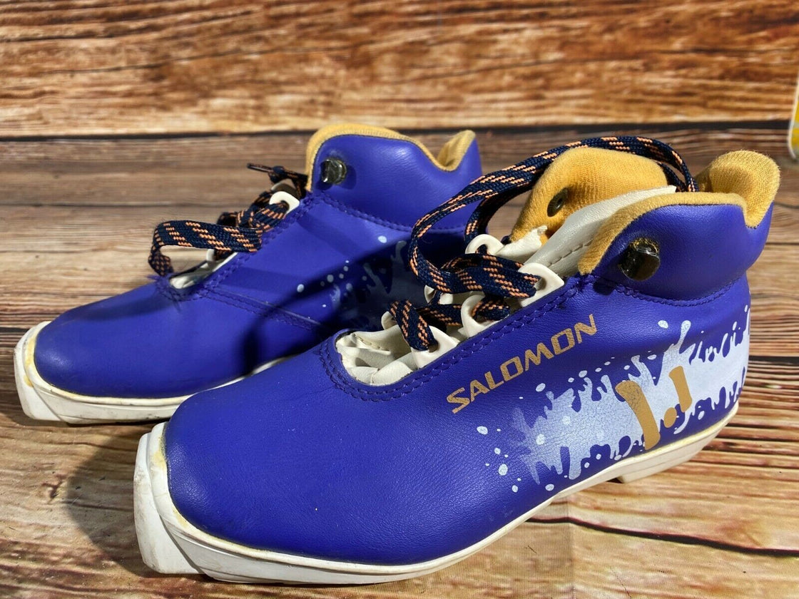 SALOMON 1.1 Kids Nordic Cross Country Ski Boots Size EU34 US2.5 SNS S-24 SNS