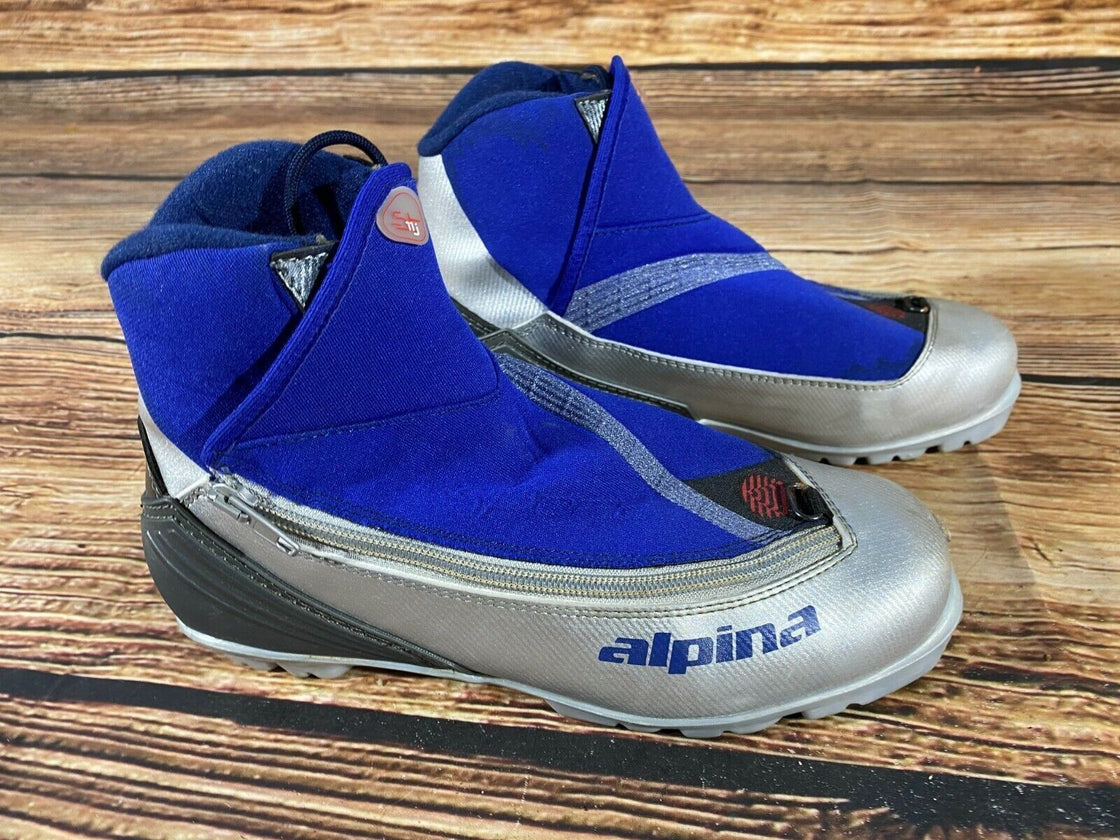 Alpina ST11J Nordic Cross Country Ski Boots Size EU40 US7.5 NNN bindings 714