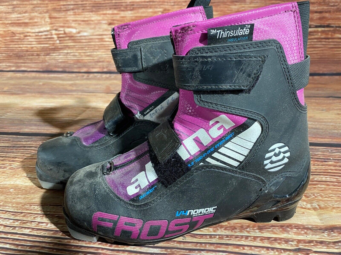 Alpina Frost Kids Nordic Cross Country Ski Boots Size EU35 U3.5 NNN A-1128