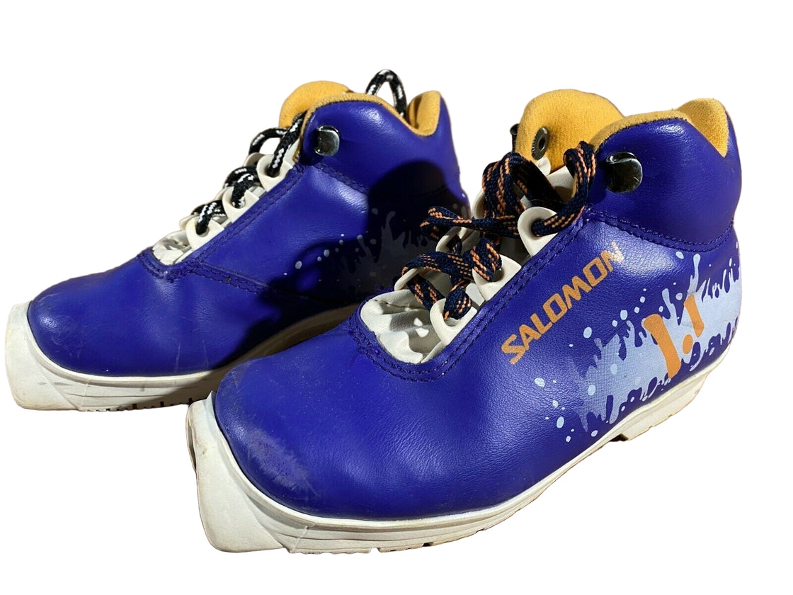 SALOMON 1.1 Kids Nordic Cross Country Ski Boots Size EU30 US12 SNS S-19 SNS