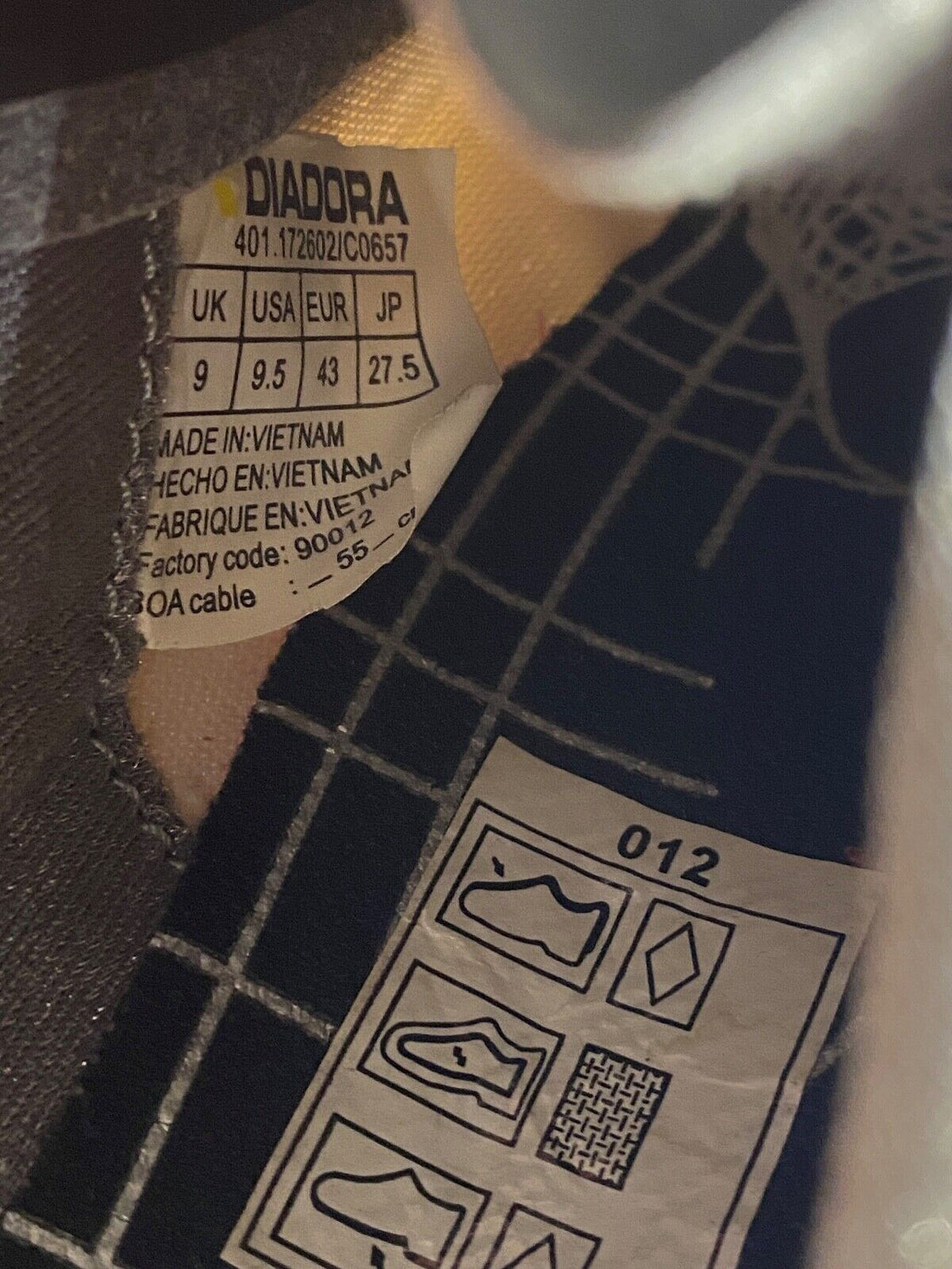 DIADORA Vortex Comp BOA Carbon Road Cycling Shoes EU43 US9.5 Mondo 270 cs832