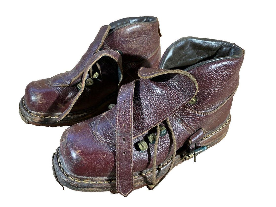 Vintage Leather Cross Country Ski Boots Kandahar Cable Bindings EU36 US4
