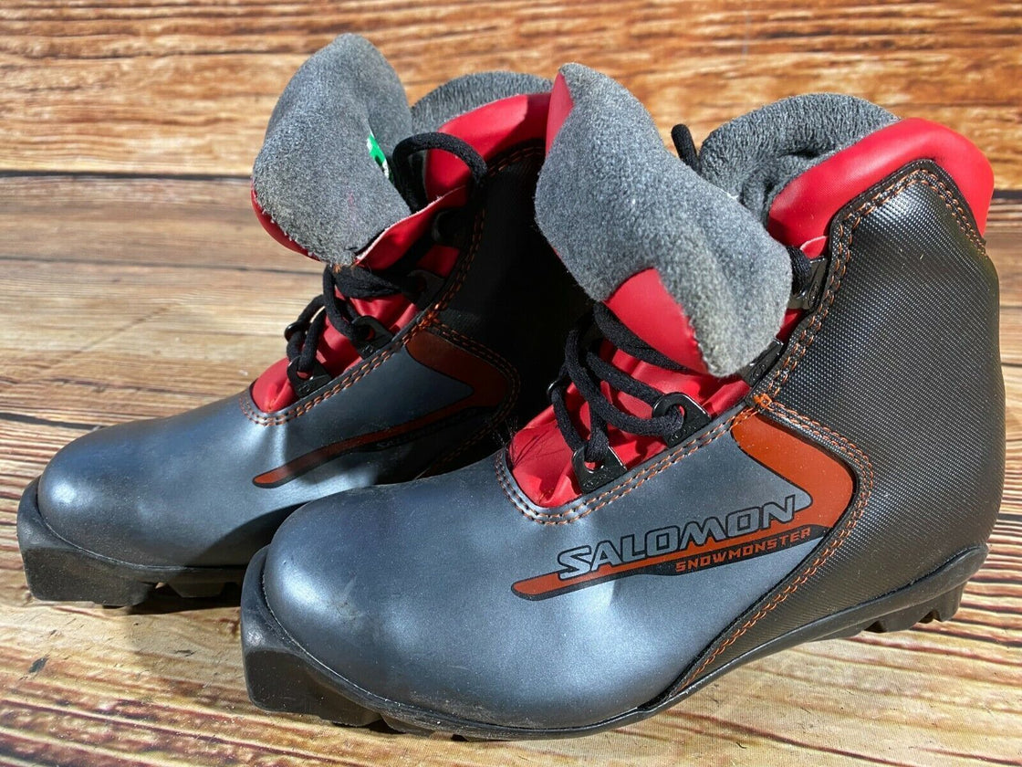 SALOMON Snowmonster Kids Nordic Cross Country Ski Boots Size EU35 US4 SNS S-17