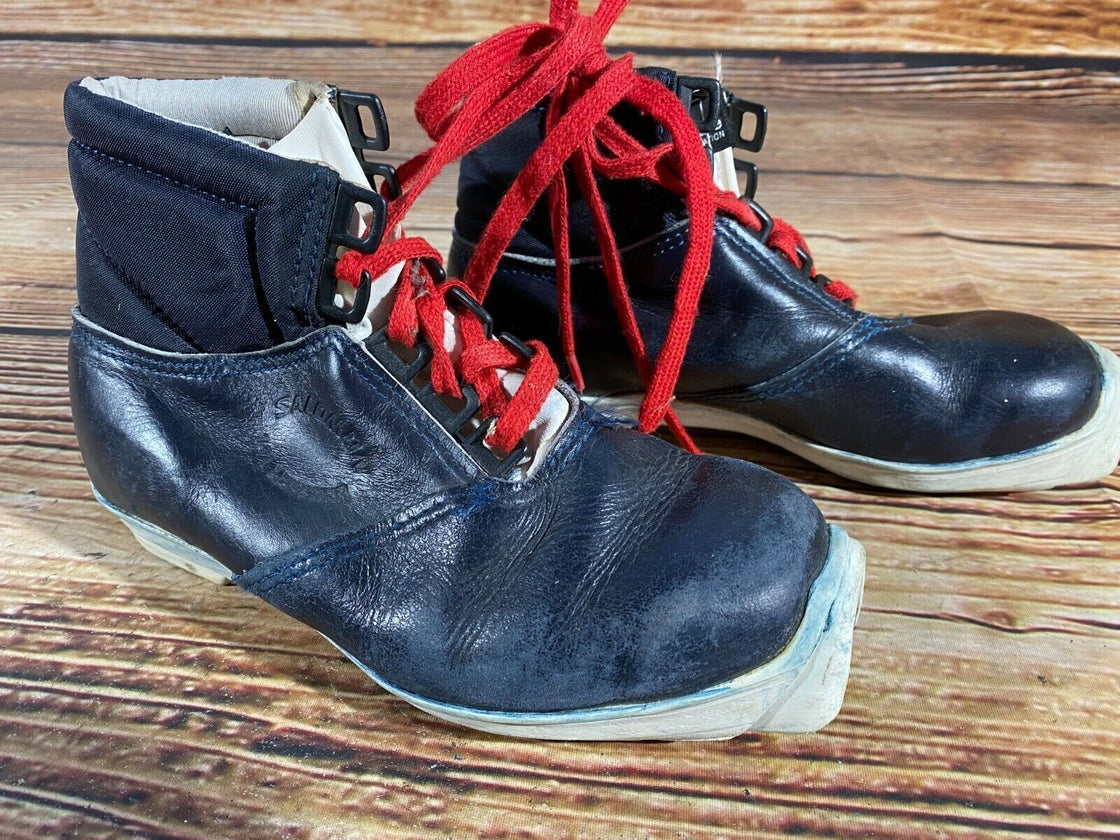 SALOMON Leather Kids Nordic Cross Country Ski Boots Size EU34 US3 SNS S-35