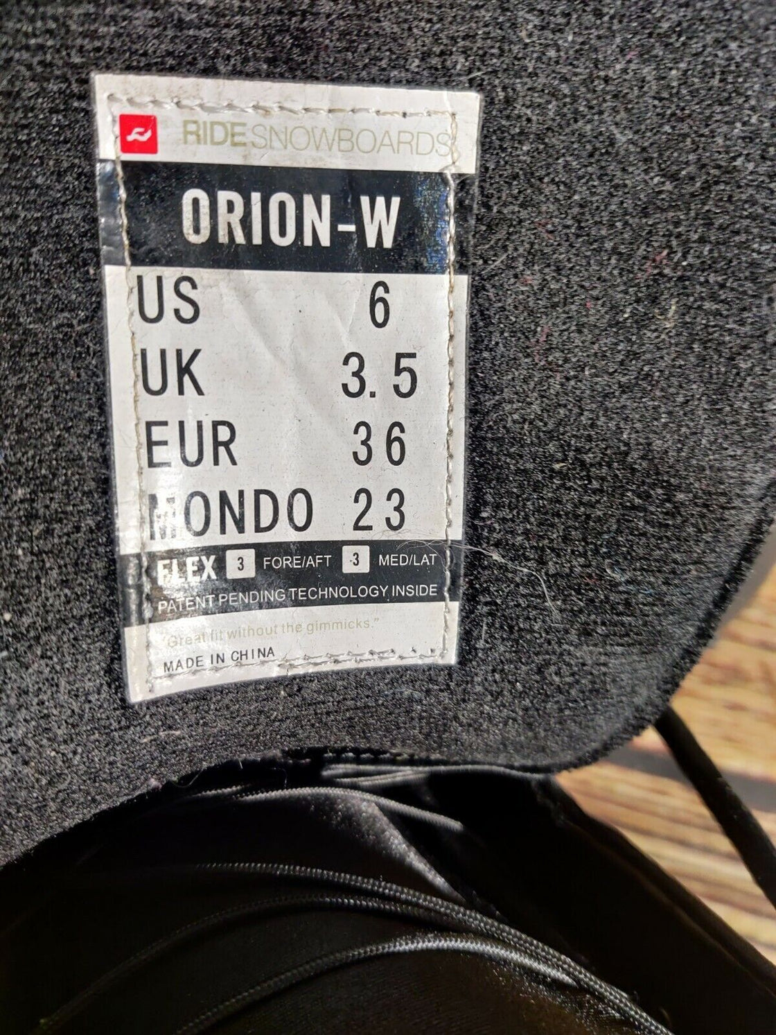 RIDE Orion Snowboard Boots Ladies Size EU36, US6, UK3.5, Mondo 230 mm A