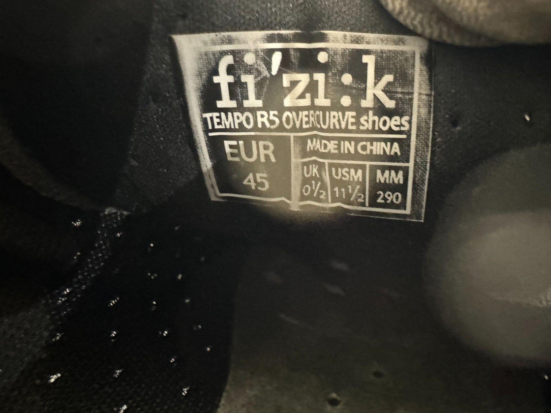 FIZIK R5 Cycling Road Shoes EU45 US11.5 Mondo 285 cs599