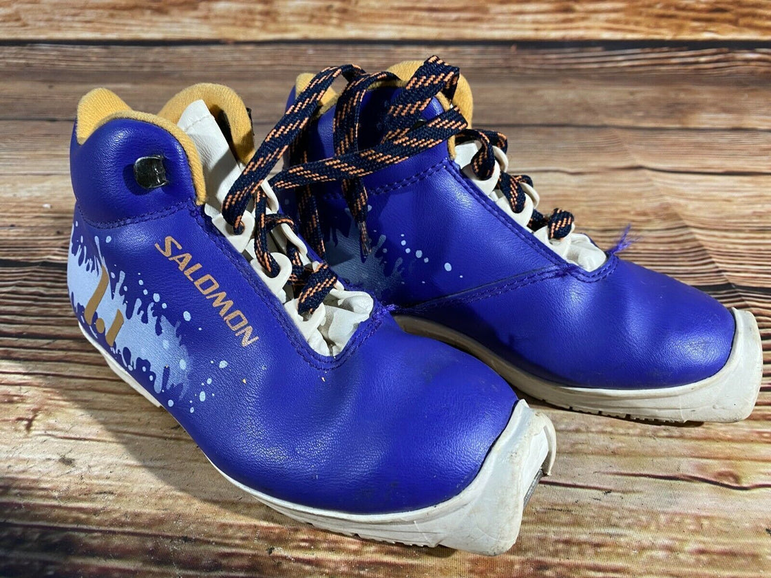 SALOMON 1.1 Kids Nordic Cross Country Ski Boots Size EU30 US12 SNS S-27