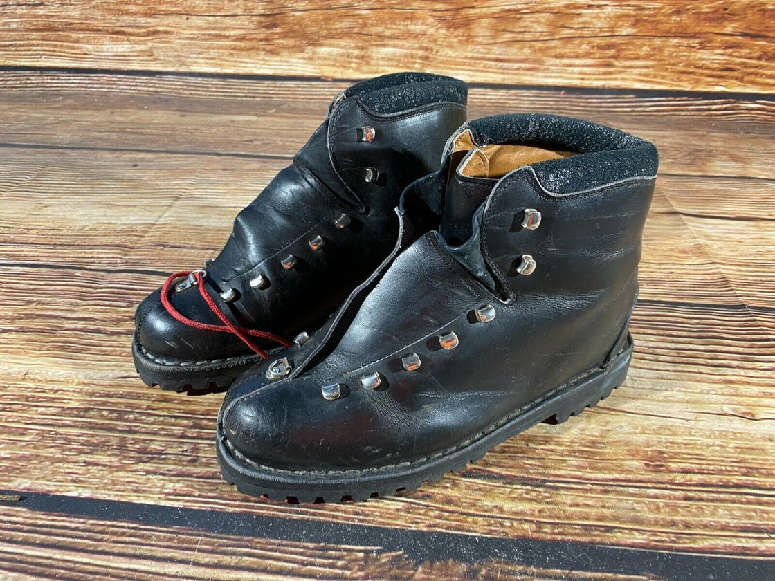 OLIMPIADI Leather Vintage Alpine Ski Boots EU41 US7.5, Mondo 255 Cable Bindings