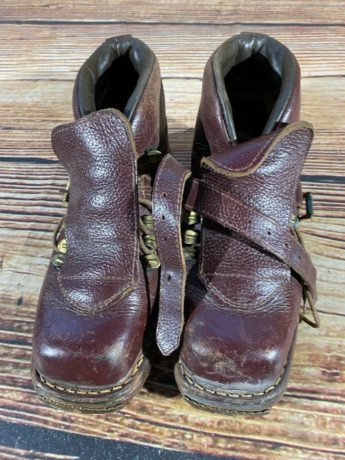 Vintage Leather Cross Country Ski Boots Kandahar Cable Bindings EU36 US4