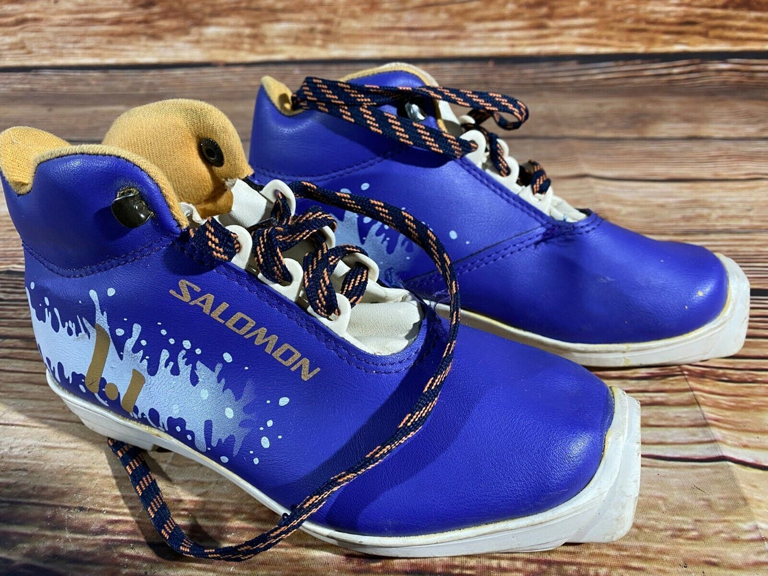 SALOMON 1.1 Kids Nordic Cross Country Ski Boots Size EU34 US2.5 SNS S-24