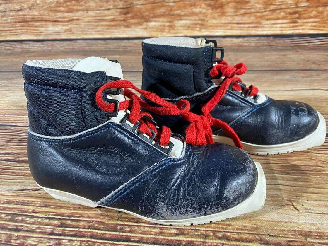 SALOMON Leather Kids Nordic Cross Country Ski Boots Size EU33 US2 SNS S-40