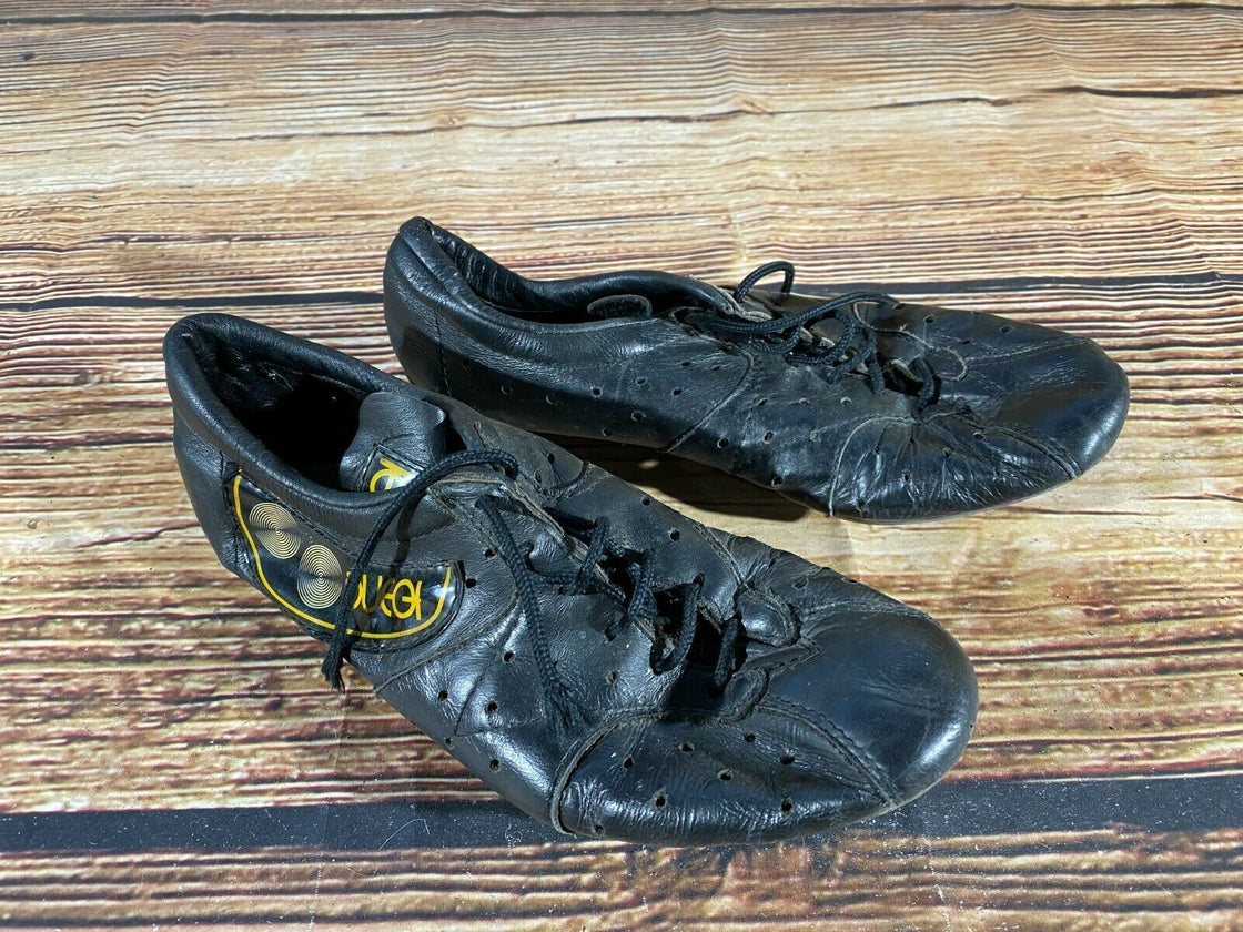 DUEGI Leather Vintage Road Cycling Shoes Clipless Biking Retro Boots EU38 US6