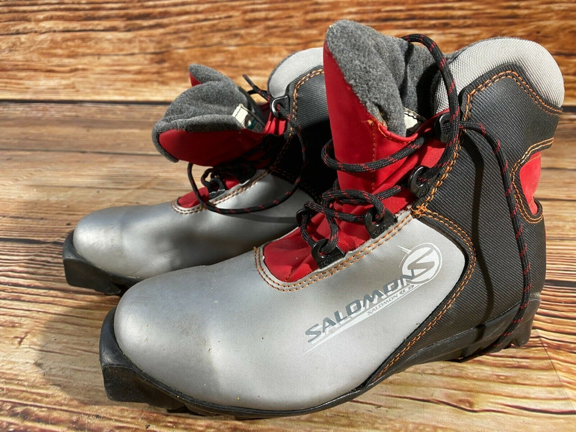 SALOMON Kids Nordic Cross Country Ski Boots Size EU35 1/2 US3.5 SNS S-33 SNS