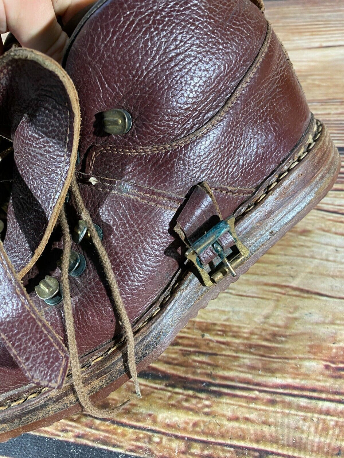 Vintage Leather Cross Country Ski Boots Kandahar Cable Bindings EU36 US4