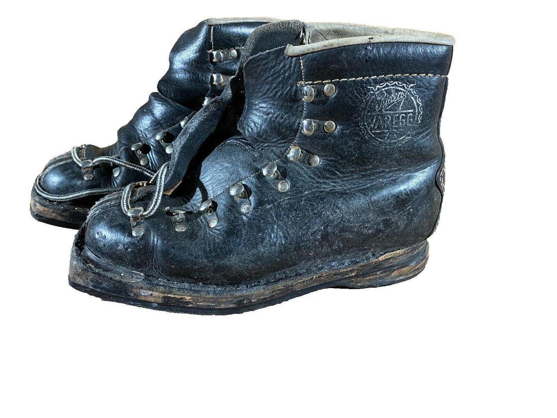 VAREGG Vintage Leather Alpine Ski Boots Cable Binding EU36, US4, Mondo 230